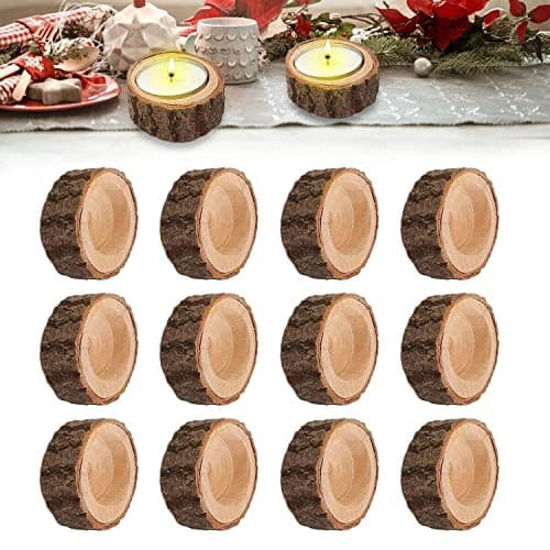 Bougeoir Bois, 12 Pièce Bougeoir, Décoration Personnalisée Photophore Bougie, Rétro Bougeoirs, Chandelier Bois Convient pour Halloween Noël Saint Valentin Décoration de Maison