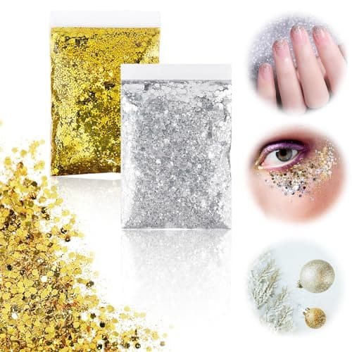 2 Pièces Paillettes Loisirs Creatifs Paillette pour Bougie Paillettes Ongles Paillette Paillette Or Glitter Paillette Ongle Paillette Argenté Paillettes pour Maquillage Manucure Décoration 50g/pcs
