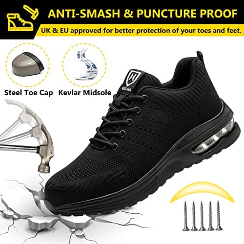 Baofular Chaussures de Sécurité Hommes Femmes Légère Basket Securite Confortable Antidérapante Chaussures de Travail Respirantes Noir 42 EU 260