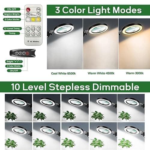 Lampe de Bureau Loupe 10X 15X et LED, Lampe Loupe sur Pied avec 3 Modes de Couleurs et 10 Niveaux de Gradation, Lampe Eclairante avec Bras Pivotant Réglable pour Lire et Travailler
