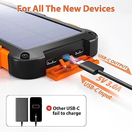 Panneau Solaire Pliable 8W avec Batterie Solaire 26800 mAh PD 15 W Chargeur Solaire QC3.0 USB C Charge Rapide et 4 Sorties Batterie Externe Chargeur Portable pour téléphones Portables, Camping