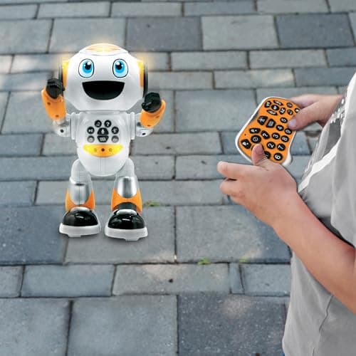 Lexibook, Powerman® Advance, Robot télécommandé, jouet interactif et éducatif pour enfants, marche, danse, joue de la musique, raconte des histoires, quiz éducatifs, programmable STEM, Orange, ROB29FR