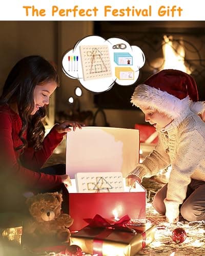 Jouet Montessori Géoboard en Bois,avec Cartes de Motifs et Rubber Band, marqueur pour tableau blanc,8x8 Épingles Pegboard Jeu Maternelle,Montessori Puzzle Forme,Idée cadeau pour garçons,Enfant Jouet