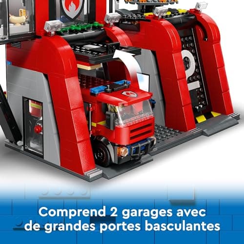 Lego City La Caserne et Le Camion de Pompiers, Jouet de Figurine de Chien et 5 Minifigurines, Jeu Imaginatif et d'action, Cadeau d'anniversaire pour Garçons et Filles Dès 6 Ans 60414