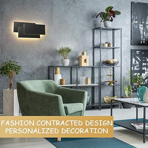 Klighten Appliques Murales Interieur LED Lampe 36W 40CM Moderne Applique Murale pour Chambre Maison Couloir Salon Blanc chaud 3000K (Noir)