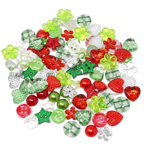Special Touches Lot de 100 boutons de Noël en acrylique et résine à dos plat pour la fabrication de cartes