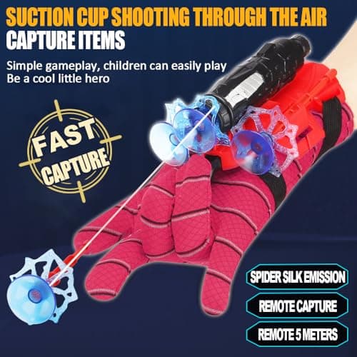ODIWEN Gant de Lanceur Spiderman,Capes de Super Héros pour Enfants Jouets,Lanceur Gants Spider Gant de Poignet Lanceur de héros Jouets de Poignet Lanceur D'araignée Cosplay en Plastique pour Enfants