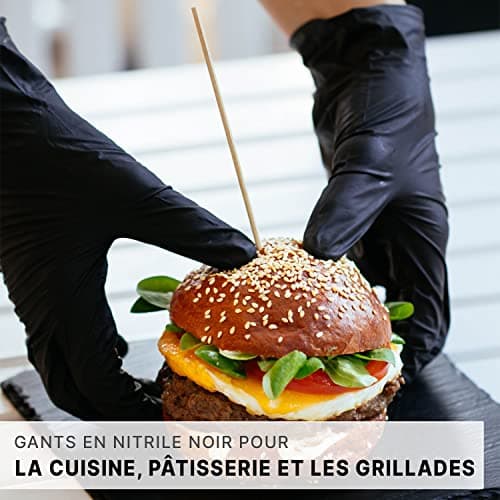 ARNOMED Gants nitrile taille L, gant nitrile noir, 1000 pcs (10 boîtes), gants noir jetable non poudrés & sans latex, gants noir, gants de cuisine jetables, gants jetables noir XS, S, M, L, XL, XXL