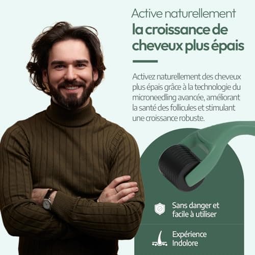 ULTI Paris Dermaroller cheveux Rouleau pour la pousse | derma roller 540 aiguilles en titane de 0,25 mm丨Stimuler la croissance de la barbe et la pousse des cheveux | Roller cheveux Rouleau cheveux
