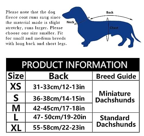 Manteau pour teckel - Manteau en polaire pour chien - En hiver - Avec fermeture Velcro et bordure réfléchissante haute visibilité - Bleu marine - XS