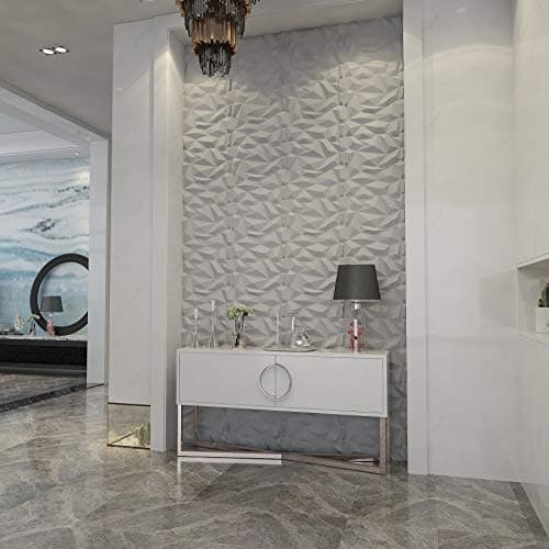 Art3d Panneau mural en PVC 3D diamanté assorti, blanc mat, pour décoration intérieure résidentielle et commerciale