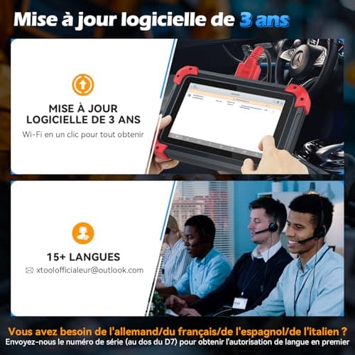 XTOOL D7 OBD2 Valise Diagnostic Auto, Bidirectionnel/Test Actif avec Codage ECU, Diagnostic Complet Système, 36+ Resets, Codage des injecteurs/ABS/EPB/SAS/TPMS, CANFD/DOIP, FCA, Mise à Jour 3 Ans