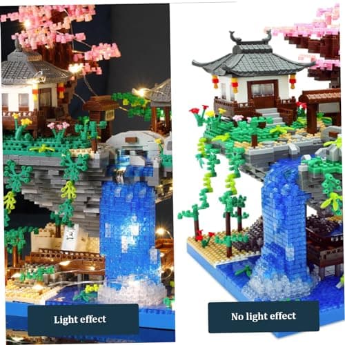 Les blocs de construction ensemble Peach Blossom Micro Building Blocs Ensemble de blocs d'éclairage pour adultes 3 mode Chinese Architecture traditionnelle Bloc de construction Adult Blocs Birthd