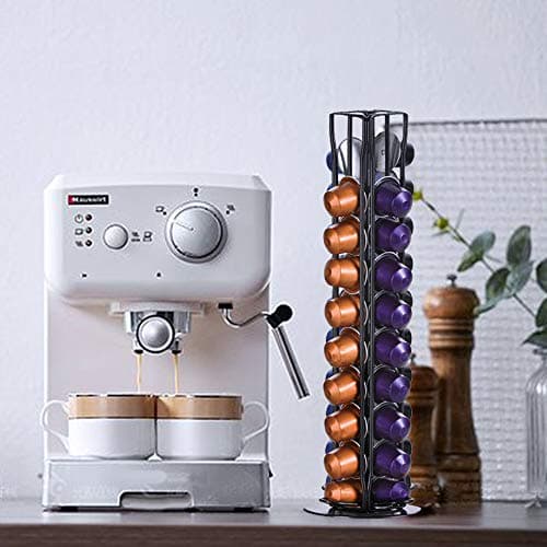 XIAPIA Support Capsule Nespresso, Porte Dosette Capsules Nespresso Café Rotatif 360 Degrés, Noir Distributeur Capsule Nespresso Range 40Pcs, Rangement Capsule Nespresso Presentoir