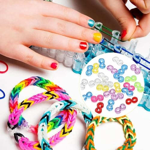 Bkemkri Lot de 500 Clips en S Colorés, Connecteurs en Plastique, Fermoirs pour Loom, Fermoirs en Plastique Multicolores Loom Bands en S, Accessoires de Bijoux, pour Bracelet Collier Tricot, DIY