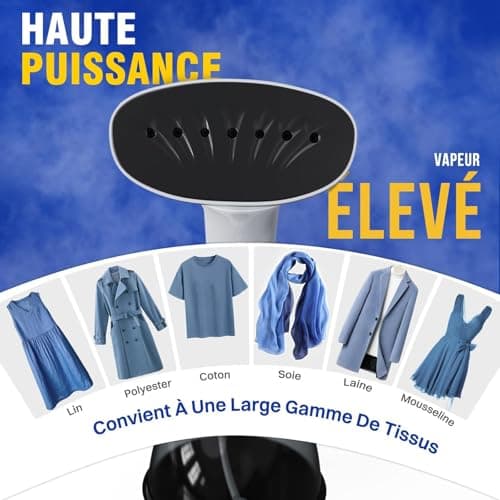 Rolipo Défroisseur Vapeur,1640W Fer à repasser portable haute puissance pour la maison, le bureau, le voyage, réservoir d'eau de grande capacité de 400ML, Voyage Vapeur Steamer,Blanc