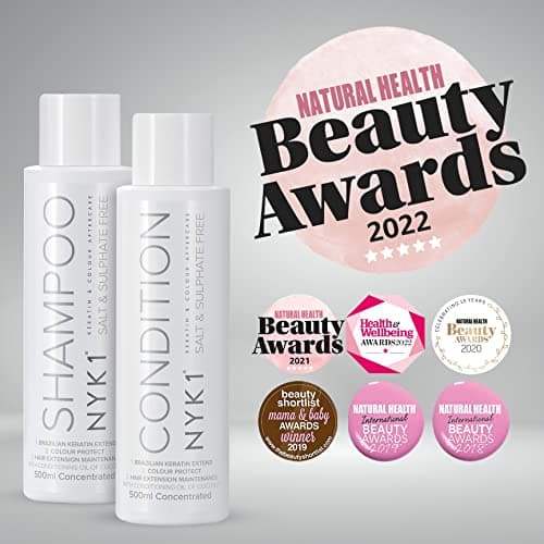 NYK1 Shampoing Sans Sulfate Et Après-Shampoing Duo (500ml x2) Shampoing Sans Sulfate Sans Silicone Sans Paraben Et Apres Shampoing Lissage Bresilien