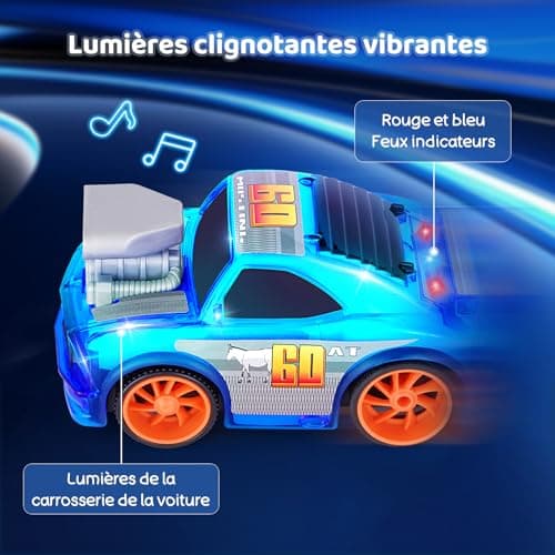 SGILE Voiture Télécommandée 3 Ans, Voiture Télécommandée Enfant 2.4 Ghz avec Lumières LED et Musique, Jouet Enfants 3ans Garçons Filles Cadeau d'anniversaire
