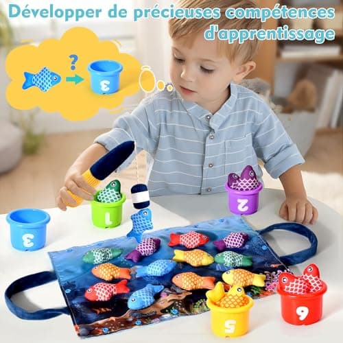 Yitical Jouet Bebe 1 an, Montessori Pêche a la Ligne Jeux pour Enfant 1 2 Ans, Educatif Jouet Bébé, Cadeau pour Fille Garcon 1-3 Ans 6 12 18 Mois