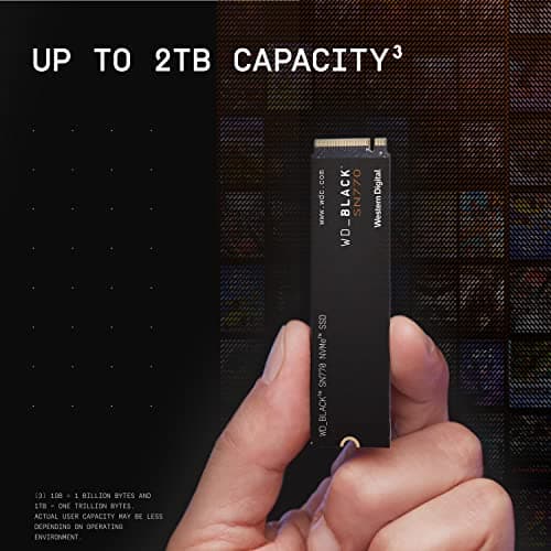 WD_BLACK SN770 SSD 1 To, Disque SSD Interne, Vitesse de lecture jusqu'à 5150 Mo/s, M.2 2280 NVMe SSD, PCIe Gen 4.0, Haute performance disque de jeu, Noir