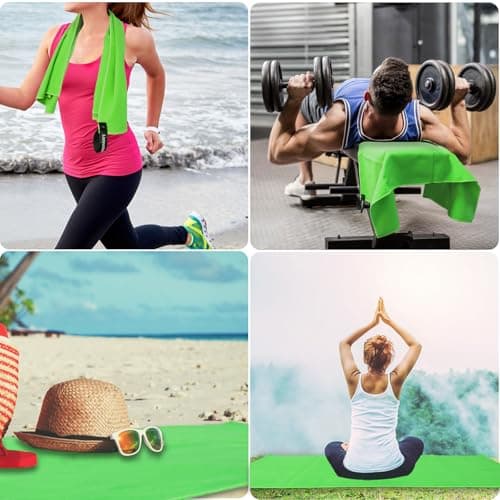 Leeyunbee Lot de 2 Serviettes en Microfibre, 160 x 80 cm Serviette de Bain et 80 x 40 cm Petite Serviette, Serviette de Sport à Séchage Rapide, Serviette Microfibre Compacte pour Sport, Voyage (Vert)