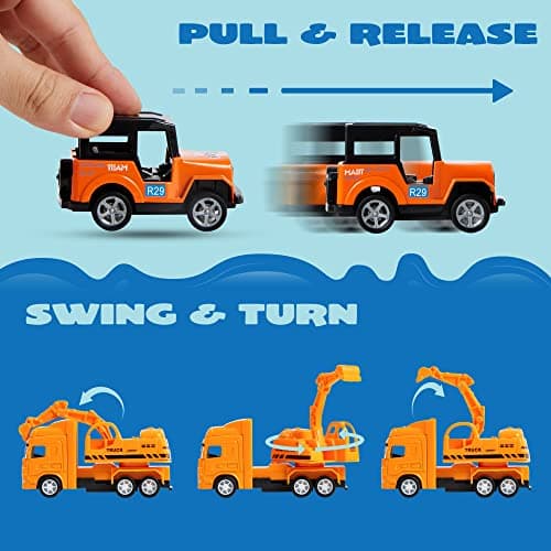 JOYIN 20 Pièces à Tirer en Métal moulé sous Pression Jouet Modèle de Voiture Ensemble de Véhicule pour Les Tout-Petits, Filles et Garçons Enfants Jeu de Voiture Ensemble
