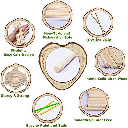 10 Baguettes en Bois, Baguettes Rondes en Bois, pour Le Bricolage, La Peinture, La Décoration De La Maison Et du Jardin.,10mm,Diameter