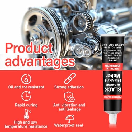 Mastic d'étanchéité pour moteur noir, 85 g, silicone haute température jusqu'à + 343 °C, mastic de culasse, mastic d'étanchéité pour pot d'échappement, mastic d'étanchéité en silicone pour réparation
