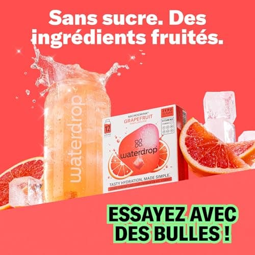 waterdrop® Coffret Microdrink, Orange, Citron et Pamplemousse, 36 boisson en cube effervescente sans sucre pour aromatiser l'eau, Extraits de fruits et de plantes, Eau Aromatisée infusion à froid