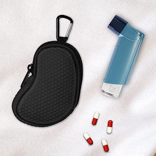 MEDMAX Étui de Transport pour Asthma inhalator, Sac de Rangement léger protection en néoprène avec mousqueton, inhalateur non inclus (étui uniquement) (Noir)