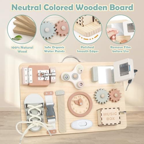 Joyreal Montessori Busy Board - Jeux Montessori 1 2 3 Ans Planche Activité Jouet Montessori Tableau Activité Sensoriel Parcours Motricité Fine Cadeau pour Fille Garcon