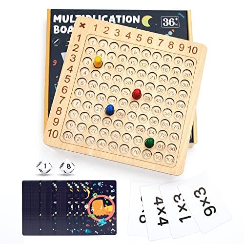 Tableau de Multiplication, Montessori Jeux de Plateau de Multiplication en Bois, Jouets éducatifs préscolaire pour Enfants de 3 4 5+ Ans Apprendre à Compter, Chiffres, Motrices