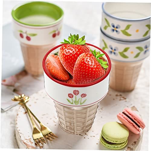 ANDRESLAD 2 Pièces coupe à glace en céramique bols de dégustation bols à dessert tasses à cappuccino mug cafe tea cup tasse à café verre gobelet multi-usages tasse de petit déjeuner pratique