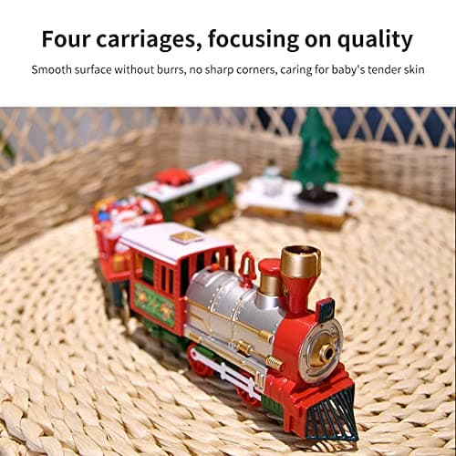 Train électrique de Noël, Jouet de Train de Chemin de Fer Électrique Ensemble de Jeu Alimenté par Batterie Jouet de Train Miniature Léger Et Sonore, Ensemble de Train de Noël Classique pour enfants