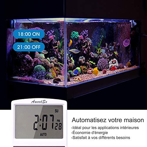 Awootsv Prise Programmable Digitale avec Compte à rebours Minuterie Numérique Journalier/Hebdomadaire Programmateur Prise Electrique avec Ecran LCD et Mode Aléatoire Antivol (2 Pack)