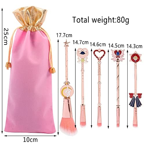 NC ZHUYAO-Pinceaux Maquillage Set 5pcs,Maquillage Pinceau Outil Cosmétique Poudre Ombre à Paupières Pinceau,Maquillage Ensemble pour Les Femmes avec Sac de Rangement
