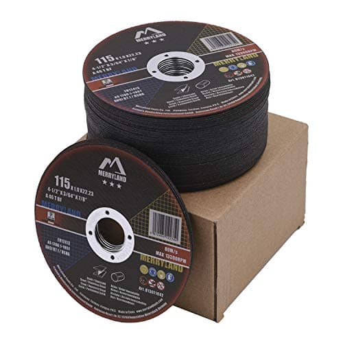 Merryland Disque à Tronçonner 115 Métal INOX Acier Fer, 115 X 1,0 mm Disque de Coupe 50 Pièces, Disque Découper pour Meuleuse d'Angle, Bravo-line B13071042