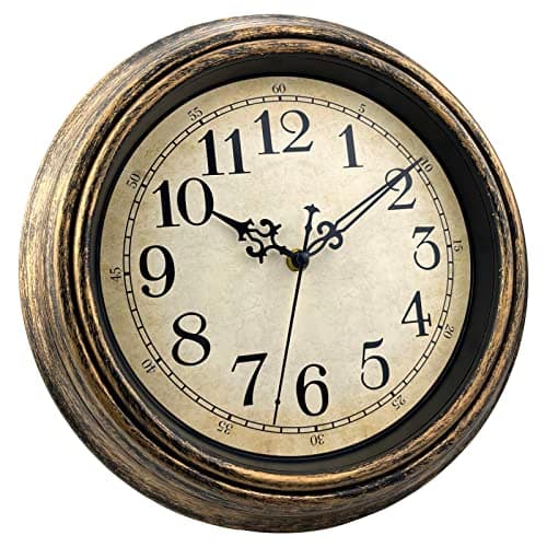 Horloge Murale Vintage, Horloge Silencieux Classique de 30cm pour Salon, Chambre de Coucher ou Bureau, Alimenté par Piles (Chiffres Arabes)