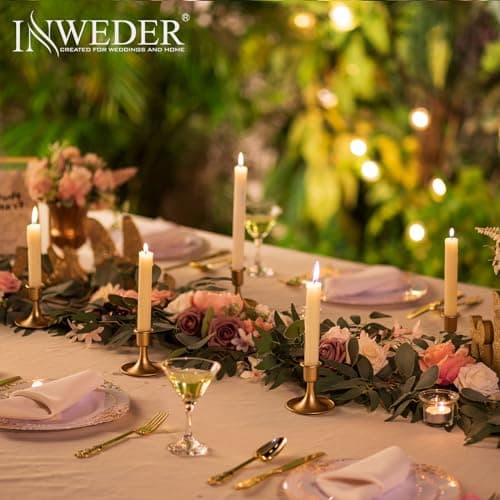 Inweder Bougroir Doré Chandelier Rétro en Or: Lot de 24 Porte-Bougies en Métal Bougeoirs Mariage pour Bougies Conique Perfect pour Centre de Table Noël Fête ou Décoration d'intérieure