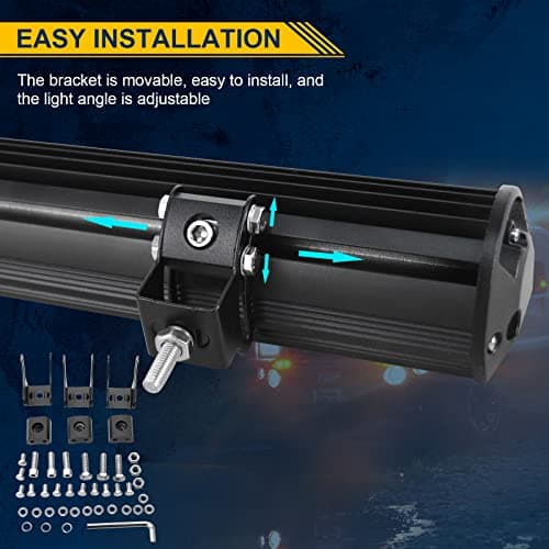 SKYWORLD 115cm 45" 612W Straight LED Light Barre avec 12V câblage kit, Barre d'éclairage LED, Barre Lumineuse LED pour Offroad véhicules Voiture camions ATV SUV 4x4, 6000K feu antibrouillard