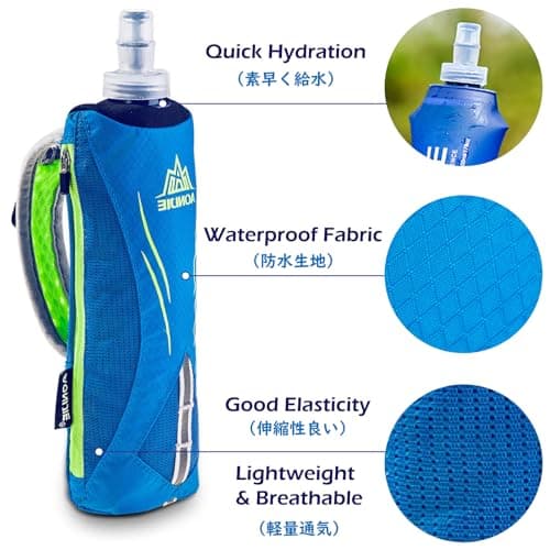 TRIWONDER Gourde à Main 500 ML Sac Porte Bouteille Souple Pliable Sac d'Hydratation pour Running Marathon Course (A - Bouteille à Main 500ml - Noir)