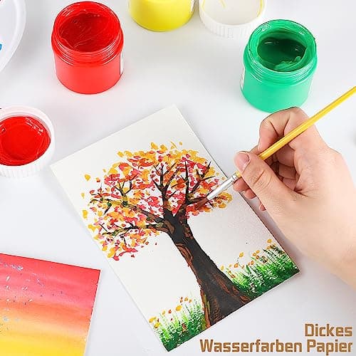 120 Feuilles Papier Aquarelle, 300 g/m2 Papier Aquarelle Coton Watercolor Paper Feuille Aquarelle pour Aquarelle Gouache Acrylique (12,7 x 17,8 cm)