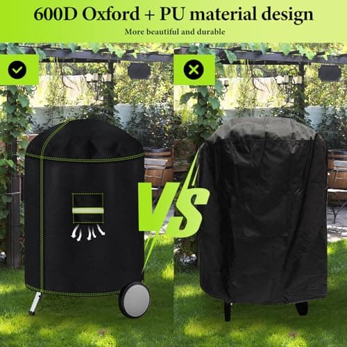 Housse Barbecue Exterieur, VDISRR Housse Bâche de Protection Résistante de 600D Oxford Housse Plancha Ø77 x 90 cm Anti-Vent/Anti-UV/Antipoussière/Anti-l'eau