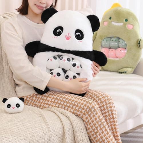 Aiuidun Mignon Panda Peluche Oreiller Jouet, Amovible Panda Animaux en Peluche Snack Oreiller, Doux Panda Peluche Animal Hold - UP Doll Fille garçon Cadeau