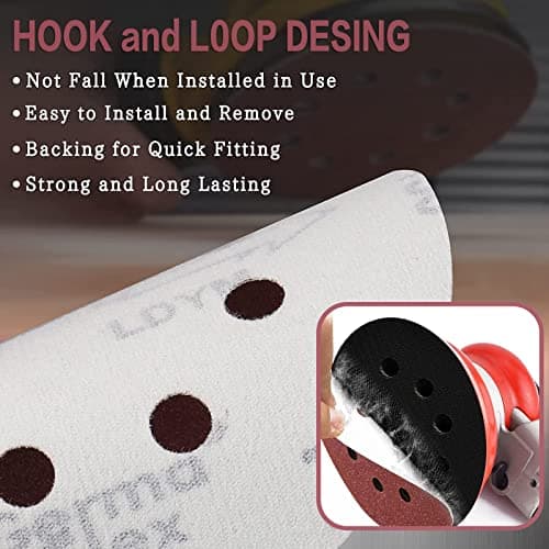 STEBRUAM 100PCS Disque de Ponçage 125mm Grain 100, Disques a Poncer Papier Abrasifs 8 Trous Idéal pour Poncer/Polir pour Ponceuse Excentrique