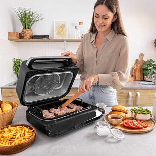 Cecotec Friteuse à Air Grill sans Huile de 6 L Cecofry FireDome 6000. 2400 W, 6 Modes de Cuisson et 4 Niveaux Grill, Thermostat Réglable, Comprend une Sonde de Température et des Accessoires