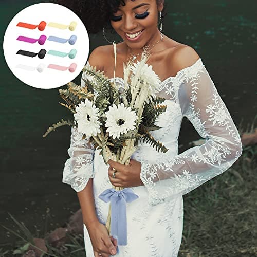 AIFUDA Lot de 8 rouleaux de ruban en mousseline de soie fait à la main pour bouquets, décoration, invitations de mariage - 8 couleurs - 3,8 cm x 2,9 m