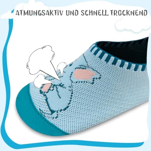 Kyopp Chaussons Enfants Garçons Respirant Pantoufles Filles Doux Antidérapant Chaussette Chaussures Unisexe(Éléphant - Bleu lac26/27 EU)
