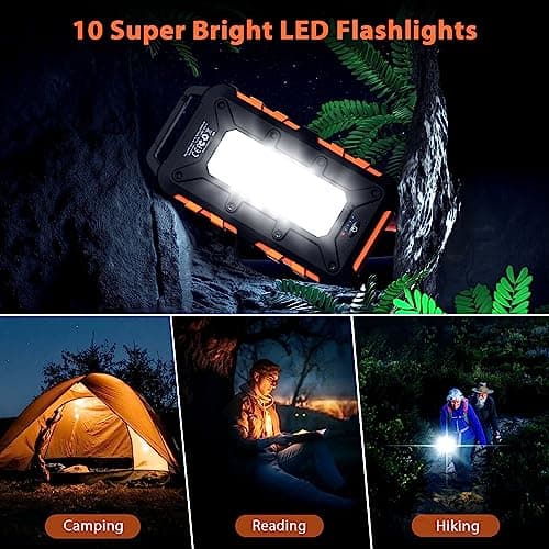 Panneau Solaire Pliable 8W avec Batterie Solaire 26800 mAh PD 15 W Chargeur Solaire QC3.0 USB C Charge Rapide et 4 Sorties Batterie Externe Chargeur Portable pour téléphones Portables, Camping