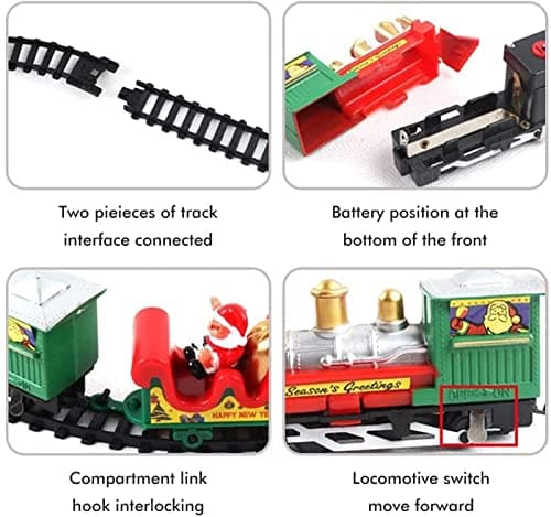 Train Electrique Noel Ensemble de Train pour Enfants, Décoration de Noël,Train de Noël électrique avec Rails, Ensemble de Train de Noël Facile à Assembler avec Chariots et chenilles